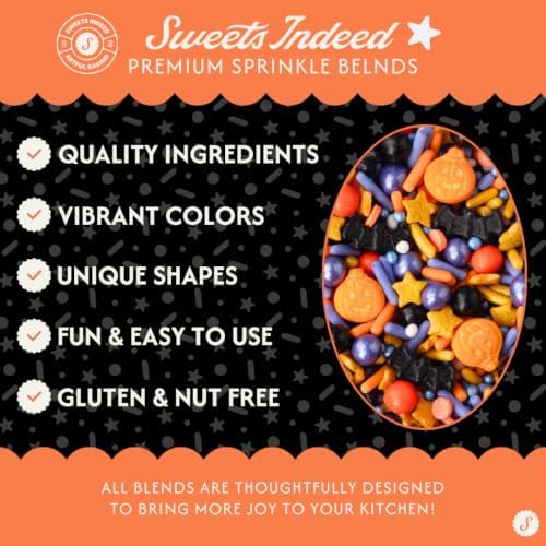 Sweets Indeed Halloween Sprinkles with Bats & Pumpkins, 4 ounces