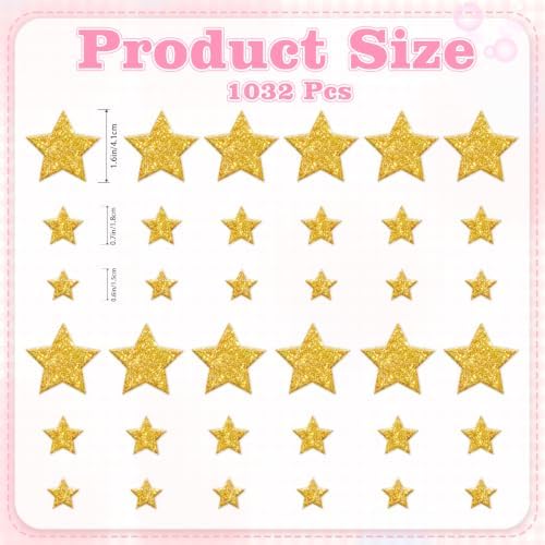 1032Pcs Foam Stickers Glitter Star Sticker Gold Foam Stars Stickers