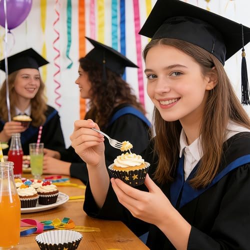 600 Pack Graduation Cupcake Liners Congrats Grad Baking Cups Standard Size Grad Muffin Liners for Graduation Birthday Party Candy Cake Decorations Supplies