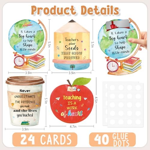 HEYINSHEN 24Pcs Teacher Gifts Card Holder Cute Teacher Appreciation Gift Card Holders Bulk Graduation Gift Card Sleeves End of School Year Gift Card From Students End of The Year Appreciation Gifts