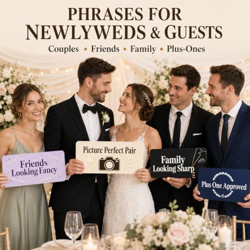 64 Designs Wedding Photo Booth Props, 32 Double-Sided Selfie Signs