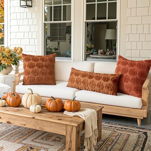MIULEE Fall Pillow Covers Pumpkin Fall Decor 22x22 Dark Rust
