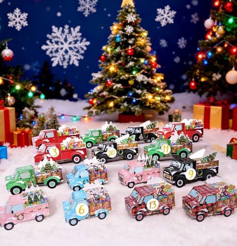 HEIPINIUYE 24 Empty Advent Calendar Boxes to Fill Yourself, DIY Empty Christmas Countdown Calendars 2025 Fillable Advent Calendar Box for Kids Adults Xmas Truck Calendars Gift Boxes