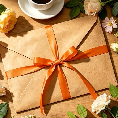 3/8In 30Yards Orange Thin Ribbon for Gift Wrapping Halloween Thanksgiving