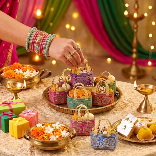 Shinylin 24 Pcs Indian Return Gifts Bags Bulk for Pooja Diwali