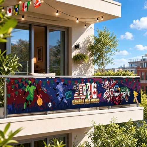 World Cup Theme Yard Banner, International Soccer Flags Banner Party Outdoor Decor, Country Backdrop for Garden Fence Porch World Cup Party Supplies 106 x 15.7 Inch
