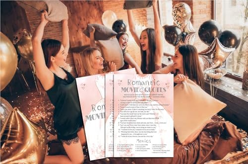 Bridal Shower Games, Wedding Games, Romantic Movie Engagement Bachelorette Party Game, Bridal Shower Decorations, 30 Cards Per Set (Suit028)