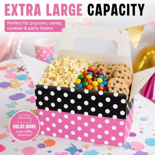12 Pcs Cartoon Mouse Party Favor Boxes, Pink Black Polka Dot Treat Boxes