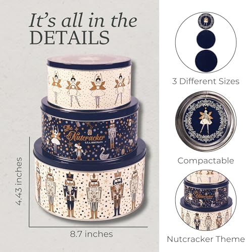 Steel Mill & Co. Round Cookie Tin Set of 3, The Nutcracker