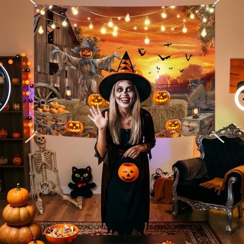 Halloween Backdrop Pumpkin Fall Photography Backdrop Party Decoration 8x6Ft