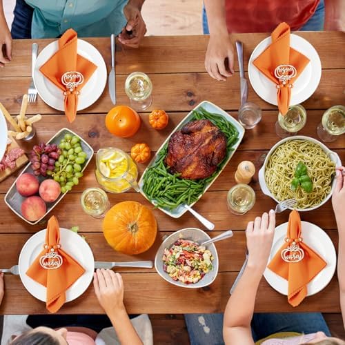 Fall Pumpkin Thanksgiving Napkin Rings Set of 12, Thanksgiving Table Decor