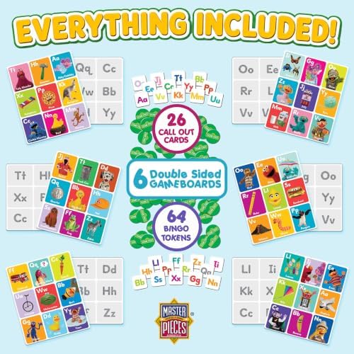 Masterpieces Sesame Street Alphabet Bingo - Educational Preschool Bingo Game - Age 3+