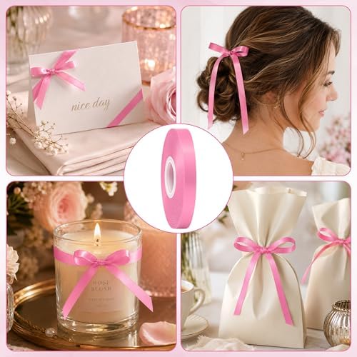 30Yards 3/8In Hot Pink Thin Ribbon for Gift Wrapping Baby Shower Birthday