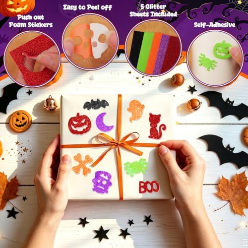 315Pcs Foam Stickers Glitter 3D Halloween Foam Pumpkin Sticker,Halloween