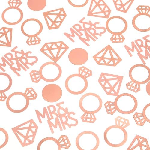 Sumind 220pcs Rose Gold Wedding Table Confetti Mr Mrs Diamond Ring Decor