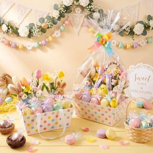 Moinchore 12 Set Pastel Dot Basket for Gifts Empty 9.8x6.5''