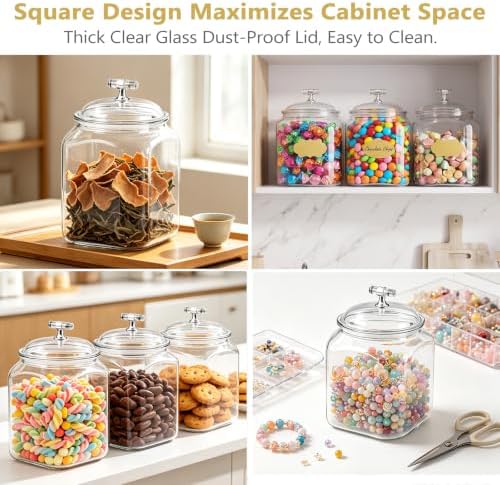 4 Pcs Candy Jars with Lids,101oz Clear Plastic Cookie Container