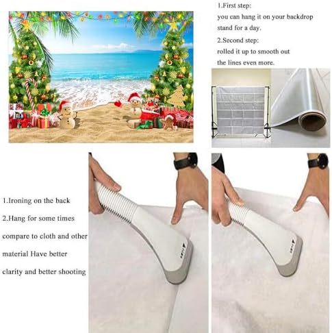 8x6ft July Christmas Backdrop Summer Beach Christmas Tree Photography Background Xmas Party Banner Tropical Hawaiian Holiday Decorations Supplies Photo Props