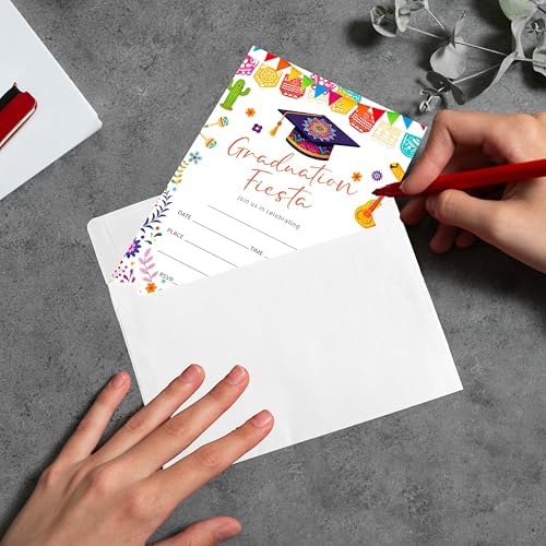 4x6 2026 Graduation Fiesta Invitations (20 Cards + 20 Envelopes) - Mexican Fiesta Grad Party Invites.(016)