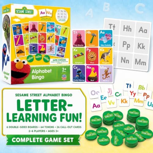 Masterpieces Sesame Street Alphabet Bingo - Educational Preschool Bingo Game - Age 3+