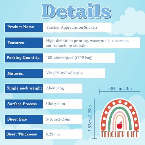 Teacher Appreciation Gifts – 100 PCS Funny Teacher Stickers | Teacher Appreciation Decorations - Teacher Must Haves Supplies Stuff Essentials Games Toys Gifts for School Classroom Students