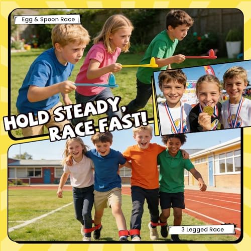 ropoda Field Day Games, Outdoor Carnival Games Potato Sack Race Bags for Adults and Kids, Bean Bags, Soft Plastic Cones,Ring Toss Set,Egg and Spoon Race, Outdoor Games Easter