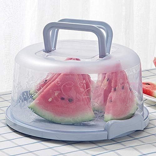 Plastic Small Cake Carrier Holder Round Container with Handle Suitable for 6~8 inch Diameter and 4 inch Height Small Cake (Blue)