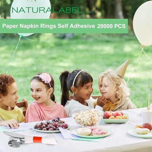 NATURALABEL Self-Adhesive Napkin Bands, Bulk Pack of 20,000, Red