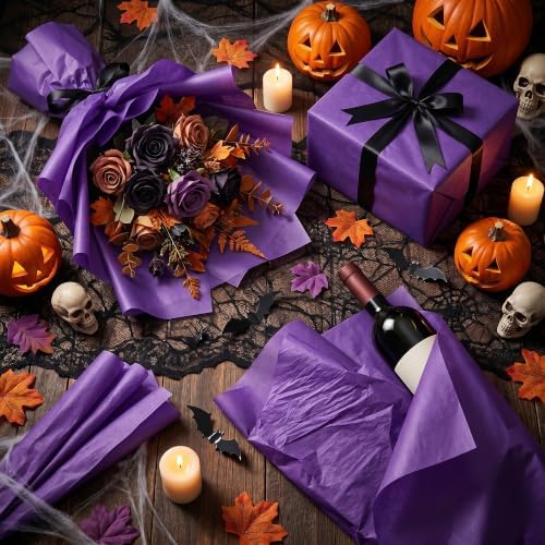Purple Tissue Paper - 100 Sheets Gift Wrapping Paper for Halloween Decor