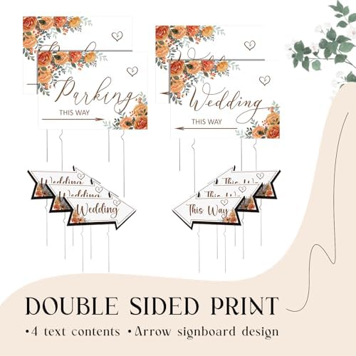 Wenqik 10 Pcs Fall Wedding This Way Directional Parking Signs Rustic Floral