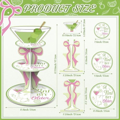 3 Tier Martini Party Decor A Tini Bit Older Birthday Cupcake Stand