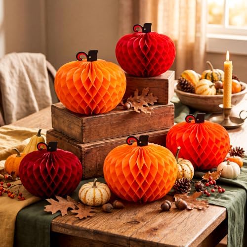 Fourluoo Fall Pumpkin Table Centerpiece Decorations