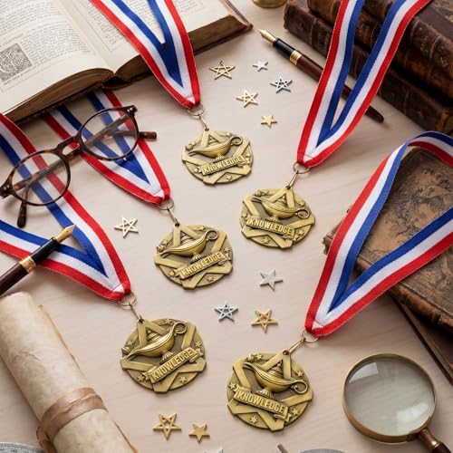 Quelay 30 Pcs 2 Inches Award Medals Bulk Medals Bulk with Neck Ribbons Metal Trophy Award Prize Gift for Tournaments, Competitions, Party, Kids and Adults