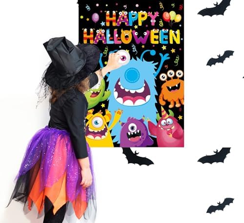 Halloween Games for Kids, Pin the Eye on the Monster Game Decorations