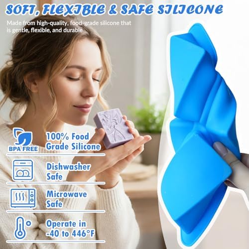 HKNMTT 2Pcs Soap Molds Silicone 3D Rectangle Flower Pattern Silicone Mold