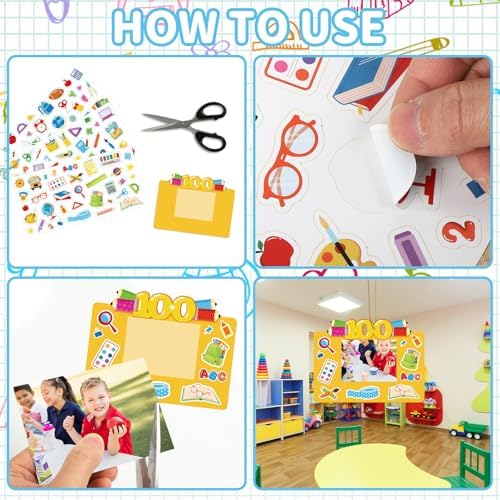 Sereliy 24 Packs 100th Day of School Picture Frame Craft Kits for Kids 100 Days DIY Art Craft 100th Day of School Party Decoration Favor Home Classroom Game Activities (100 Day)
