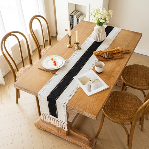 FEXIA Farmhouse Table Runner for Home Decor 12x60 Black Fall Home Decor