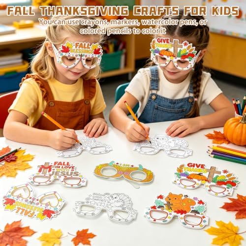 32Pcs Religious Fall Thanksgiving Crafts for kids DIY Coloring Glasses