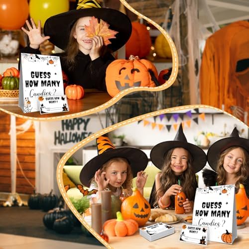 Halloween Party Games Guess How Many Candies,It's A Decoration Full of Fun Festive Atmosphere, 30 Pcs Cards for Halloween Celebration Game,for Office & Family Party Activities