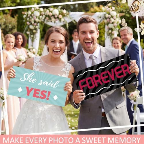 Beeveer 24 Designs Wedding Photo Booth Props, Double Sided PVC Signs
