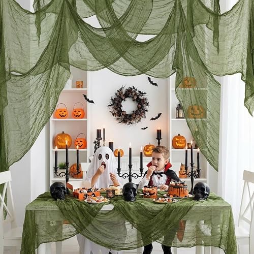 400"x85" Halloween Dark Green Creepy Cloth, Oversize Halloween Cheese Cloth
