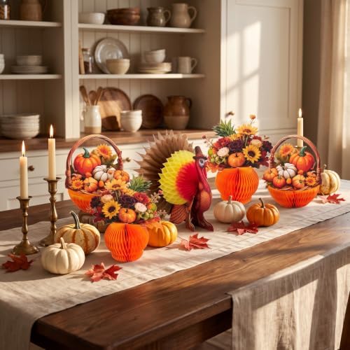 Thanksgiving Honeycomb Centerpieces 3D Turkey Pumpkin Fall Party Table Decor