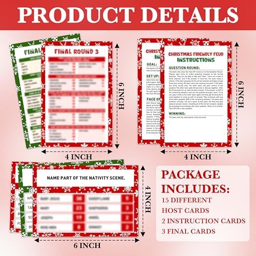 Christmas Games For Families, Friendly Feud Game, Holiday Game For Adults Large Group Party, Christmas Party Games - a002