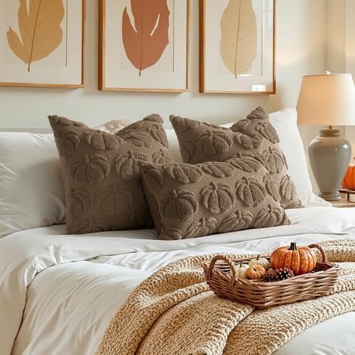 MIULEE Fall Pillow Covers Pumpkin Fall Decor 20x20 Coco Brown