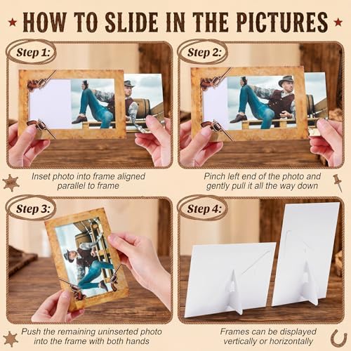 AmazingSpark 50 Pcs Western Cowboy Picture Frames Paper Photo Cards