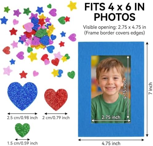 Jetec 24 Pieces Felt Craft Picture Frames with Stickers 4x6 in 12 Colors