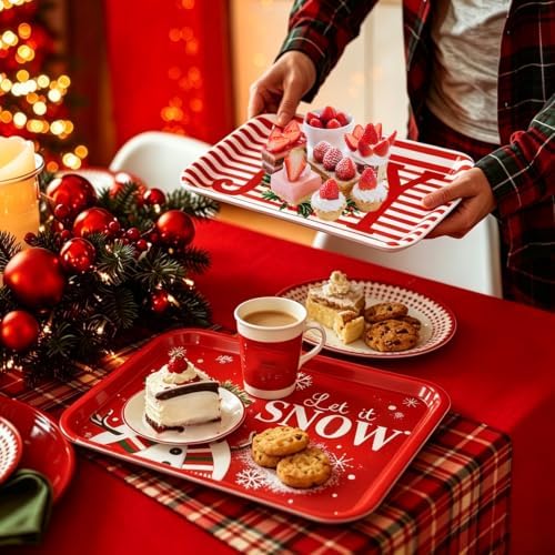 3Pcs 13x10 Inch Christmas Serving Trays Set
