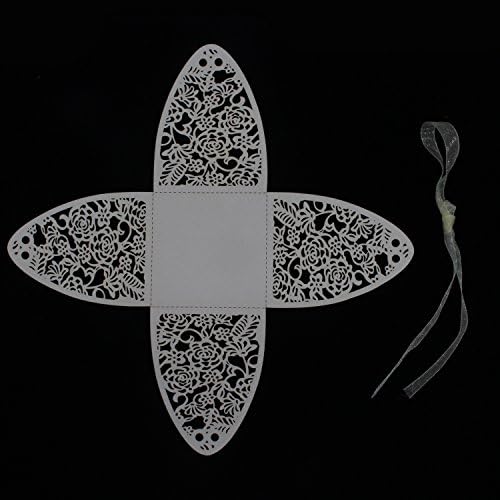 KPOSIYA Pack of 70 Laser Cut Rose Candy Boxes, Favor Boxes 2.5"x 2.5"x 3.1", Gift Boxes Bridal Shower Anniverary Birthday Party Wedding Favor (White)