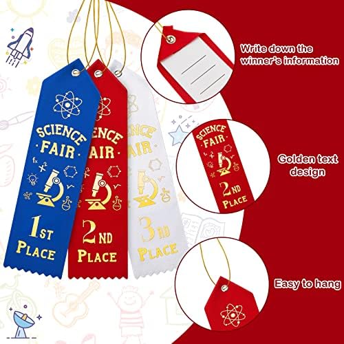 Taiyin 90 Pcs Science Fair Award Ribbons 1st, 2nd, 3rd Place Participation Prize Winner Recognition Ribbons with Event Card and Rope for Competition Sports School Contest Prize Ornaments