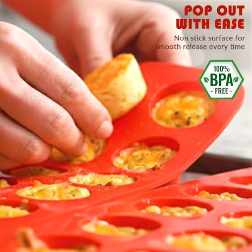 HKNMTT 2Pcs Mini Silicone Muffin Pans for Baking 24Cups Egg Bites Molds